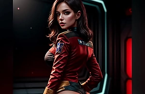 Beautiful girl on spaceship, perfect ass together with tits, manga together with hentai inspirated, Star Trek, AI Girl