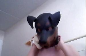 Abnormal Girl gets missing wearing a rubber dog veil