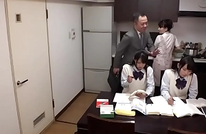 Japanese founder thing embrace his teen daughters