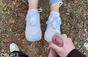 Long tongue gives blowjob in the woods and receive cumshot heavens her nike air1