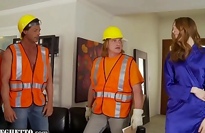 Whiteghetto horny black cock sluts gangbanged by construction workers