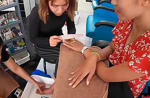 Pedicure for amateur Thai girlfriend before a have a passion and a footjob