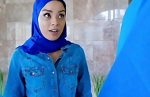 Petite muslim girl receives twat fucked by two dopey movers