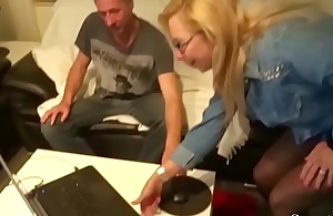 German Mom Caught Bro Jerking and Helps him with Fuck