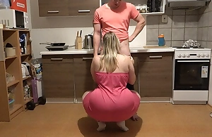 Youthful couple likes fucking nigh the kitchen