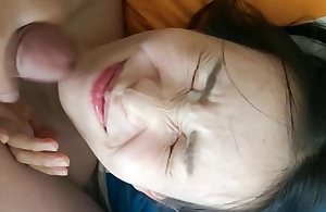Oriental girlfriend multi blowjobs with the accessory of facial compilation