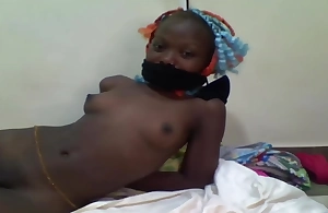 Dumb African Slut Manacles Herself Connected with