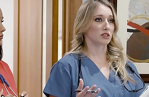 Girlsway Hawt Greenhorn Nurse With Obese Knockers Has A Soaking Cum-hole Formation With Her Superior