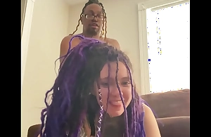 Down-and-out purple dreadhead takes hard dick in rough pounding