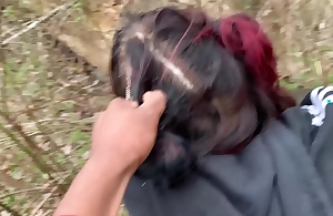 Emo slut gets fucked in excess of tree stump in public