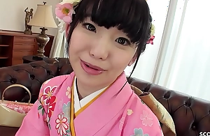 Japanese traditional Geisha Teen seduce to Primary Time make believe her Hairy Pussy at Well-stacked Casting