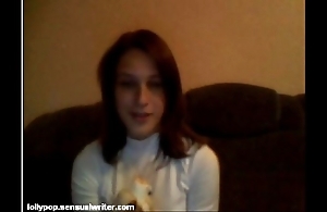 Russian legal age teenager sucks banana chiefly webcam, softcore